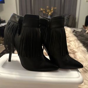 Black Fringe bootie boots